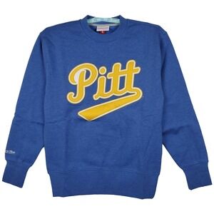 Pittsburgh Panthers Mitchell & Ness NCAA Small Sweatshirt Script Logo Blue NWT